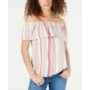Allison Joy Evereve Striped Linen Top Size S